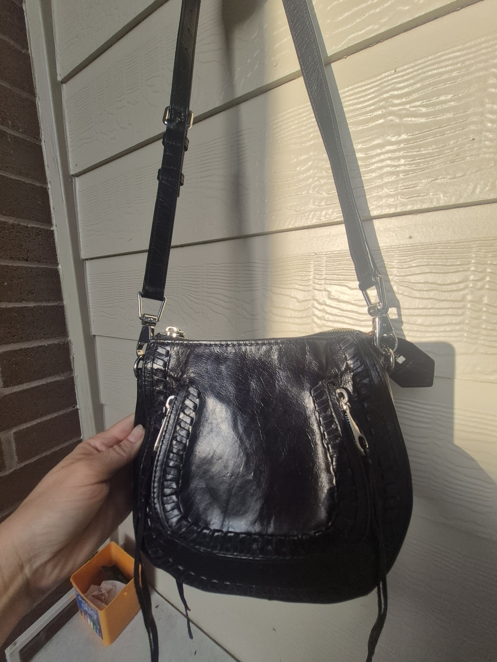 Rebecca Minkoff Black Leather Vanity Saddle Crossbody Bag - Picture 3 of 14